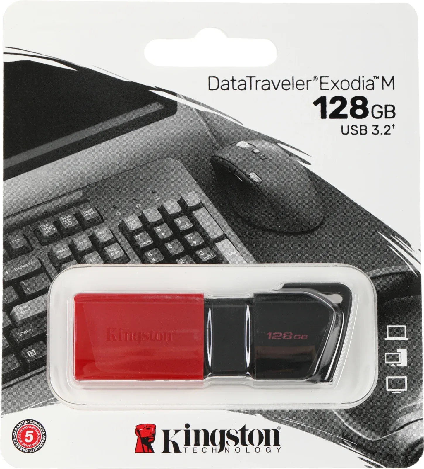 Флеш Диск Kingston 128GB DataTraveler Exodia M DTXM/128GB USB3.2 черный/красный, 128 ГБ - фото 3