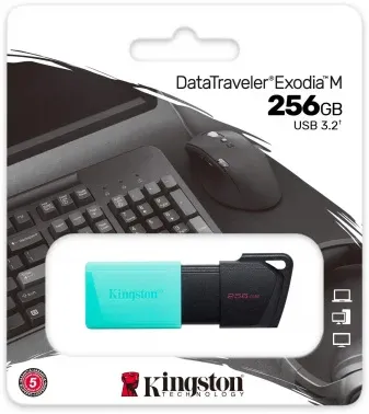 Флеш Диск Kingston 256Gb DataTraveler Exodia M DTXM/256GB USB3.0 черный/зеленый, 256 ГБ - фото 4