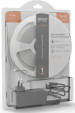Лента светодиод. Gauss Basic 5м BT070 - фото 4