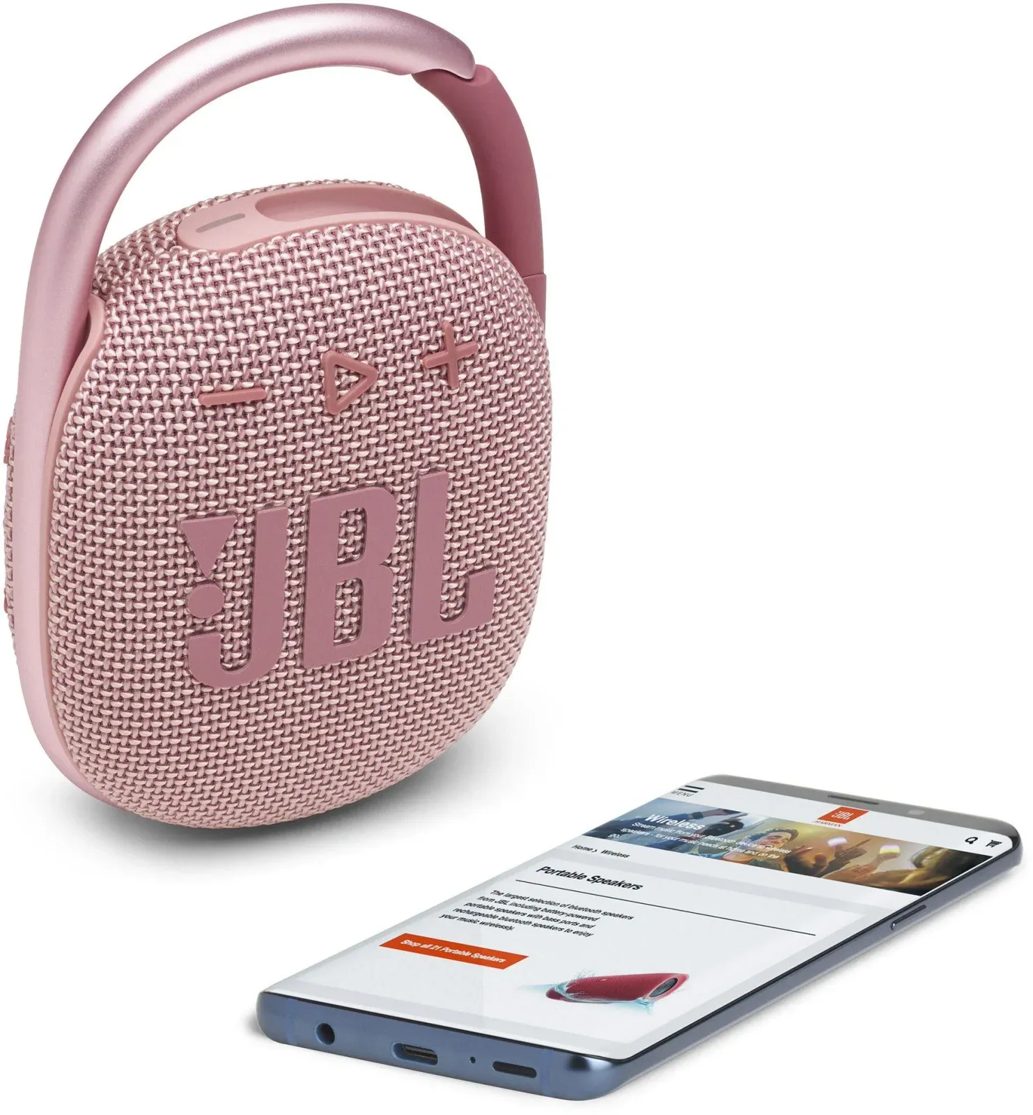 Колонка порт. JBL Clip 4 розовый 5W 1.0 BT 15м 500mAh JBLCLIP4PINK - фото 2