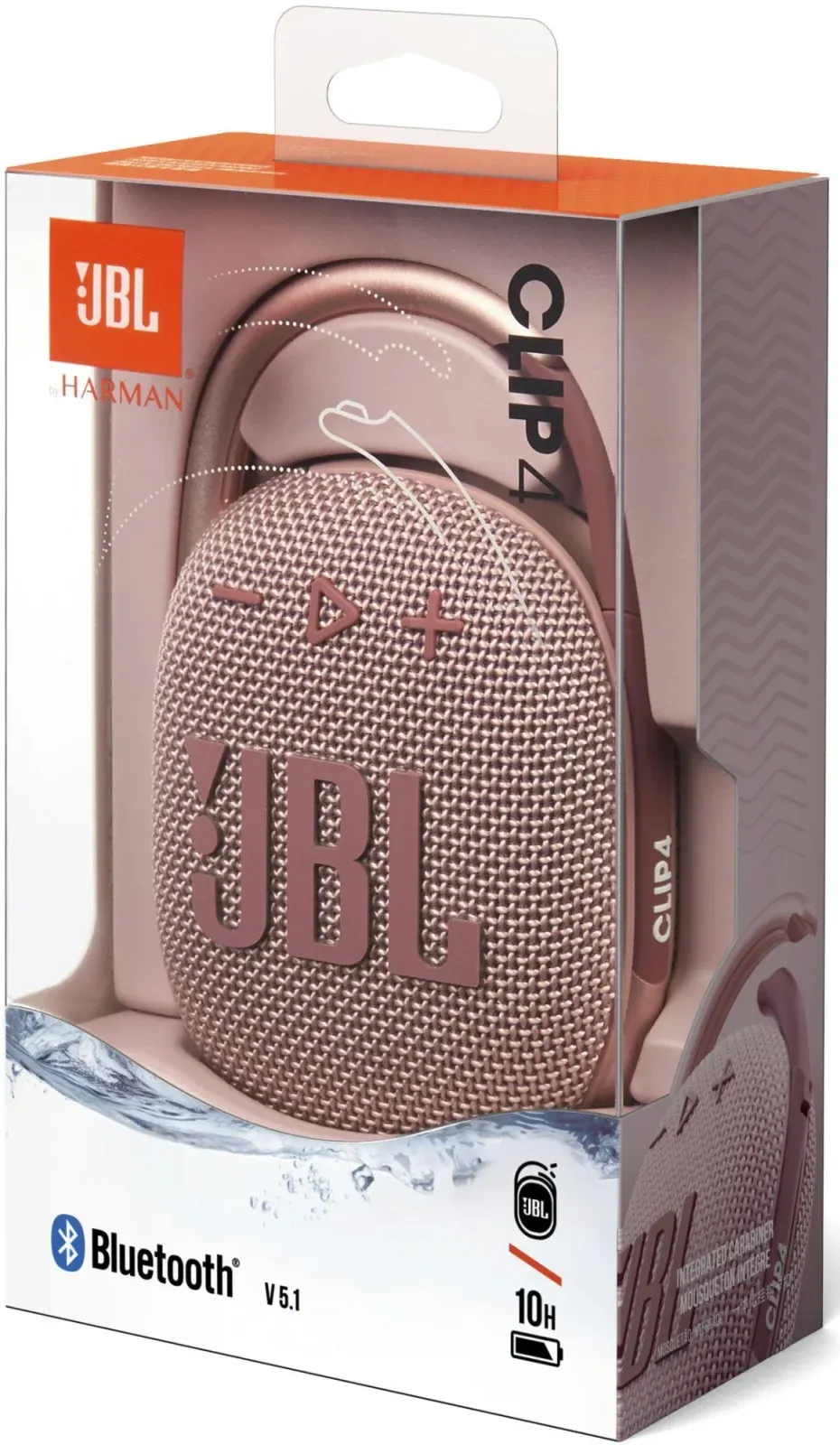 Колонка порт. JBL Clip 4 розовый 5W 1.0 BT 15м 500mAh JBLCLIP4PINK - фото 3
