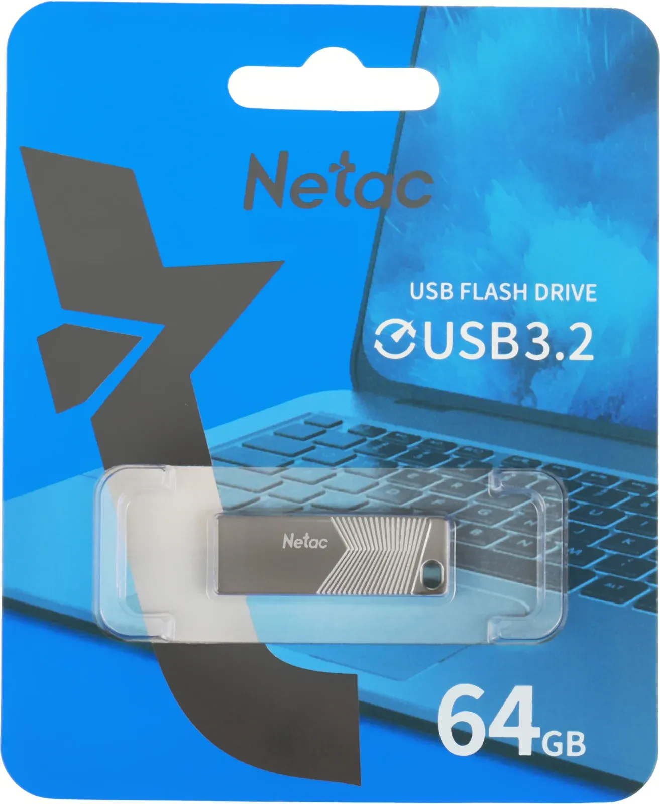 Флеш Диск Netac 64Gb UM1 NT03UM1N-064G-32PN USB3.2 серебристый, 64 ГБ - фото 2