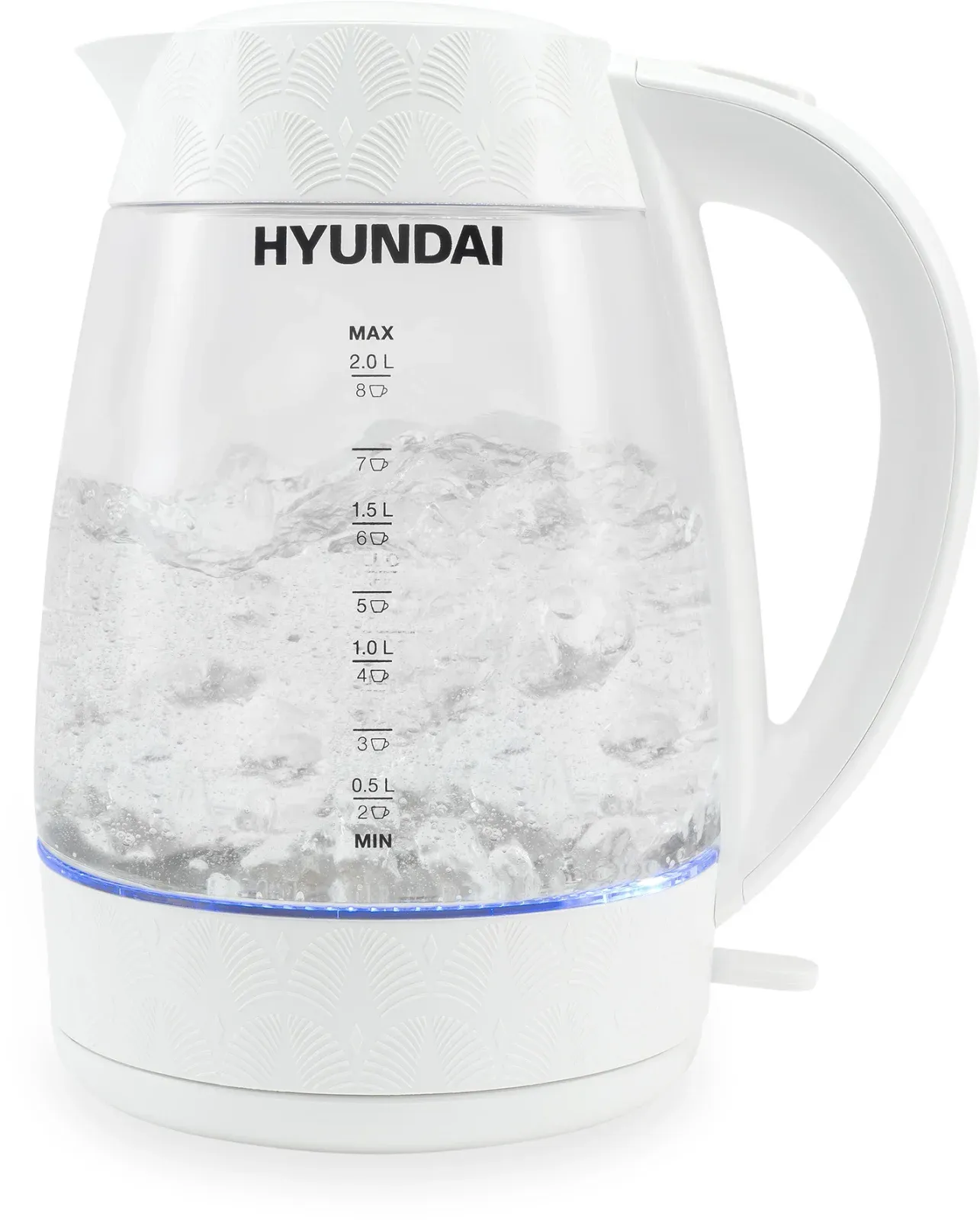 Чайник электрический Hyundai HYK-G4506 2л. 2200Вт белый корпус: стекло/пластик - фото 1