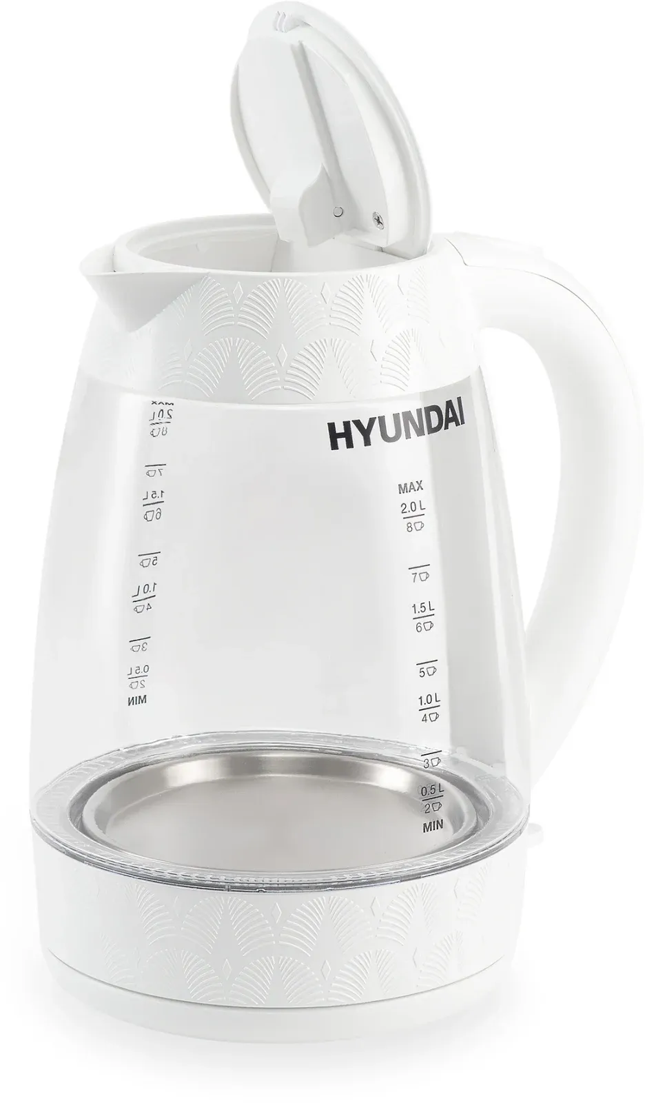 Чайник электрический Hyundai HYK-G4506 2л. 2200Вт белый корпус: стекло/пластик - фото 7