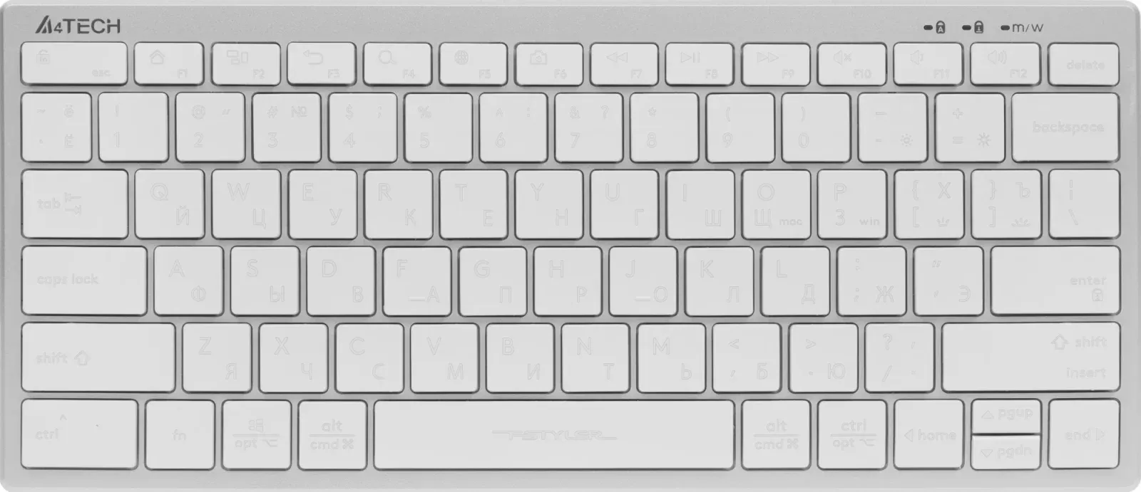 Клавиатура A4Tech FX61 белый USB slim LED FX61 WHITE кабель 1.5м - фото 7