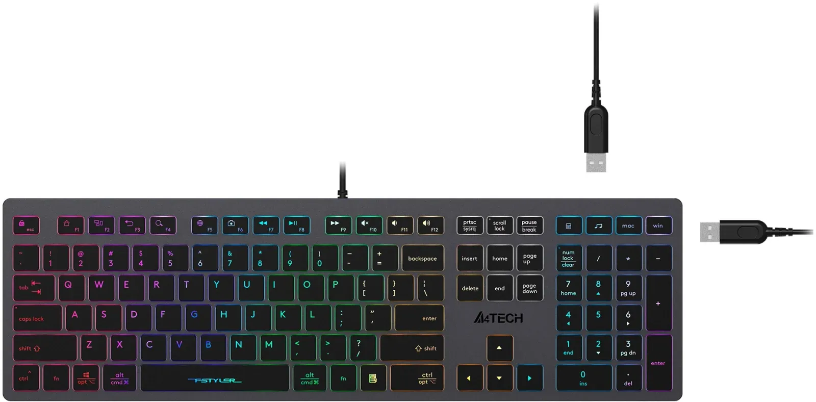 Клавиатуры A4TECH FX60H серый - фото 2