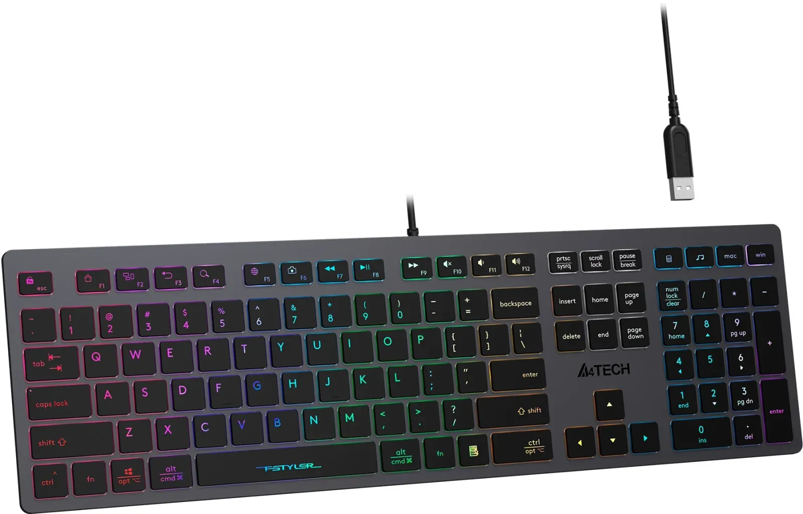 Клавиатуры A4TECH FX60H серый - фото 4