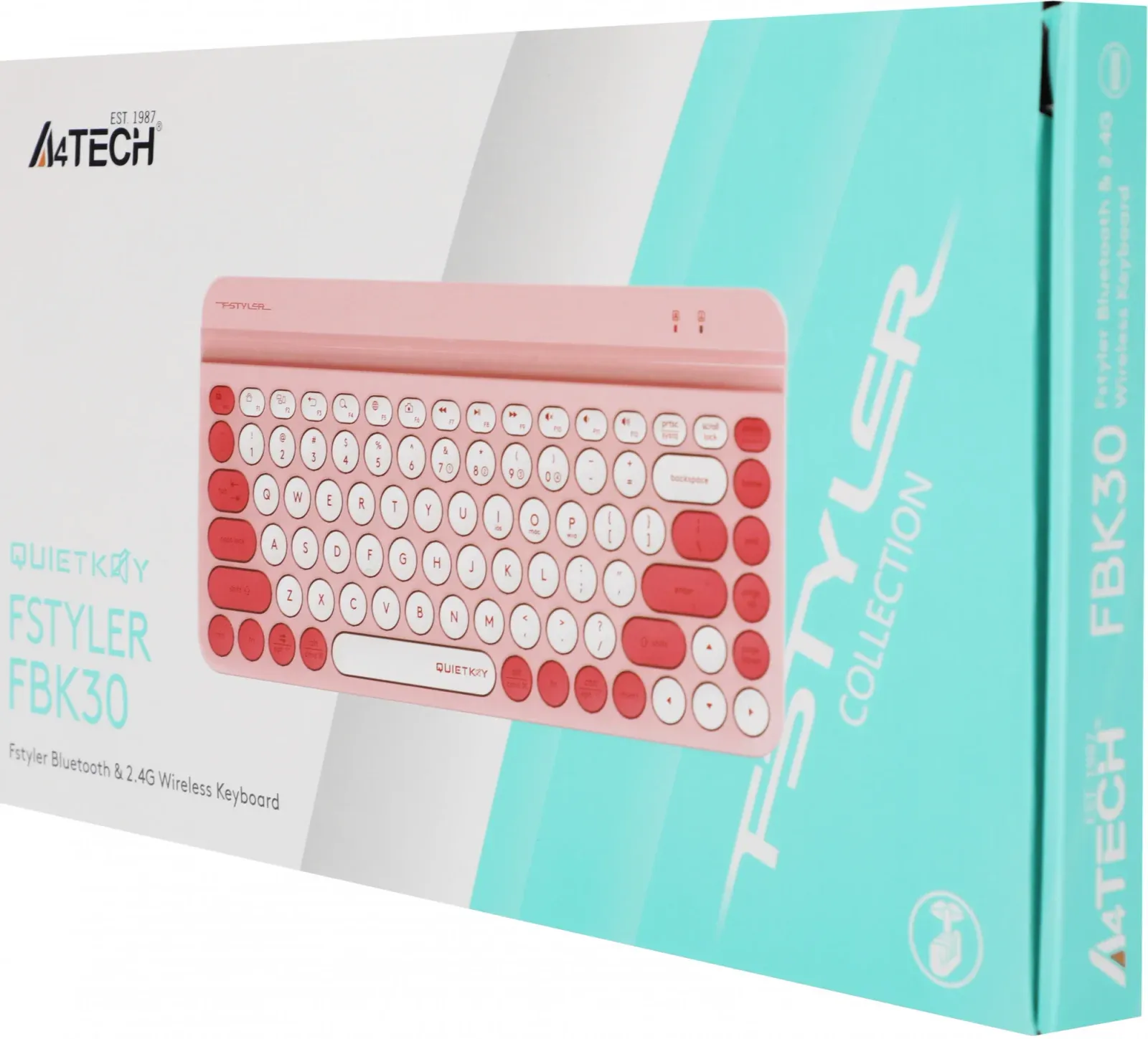 Клавиатура A4Tech FBK30 розовый USB беспроводная BT/Radio slim Multimedia FBK30 RASPBERRY - фото 5