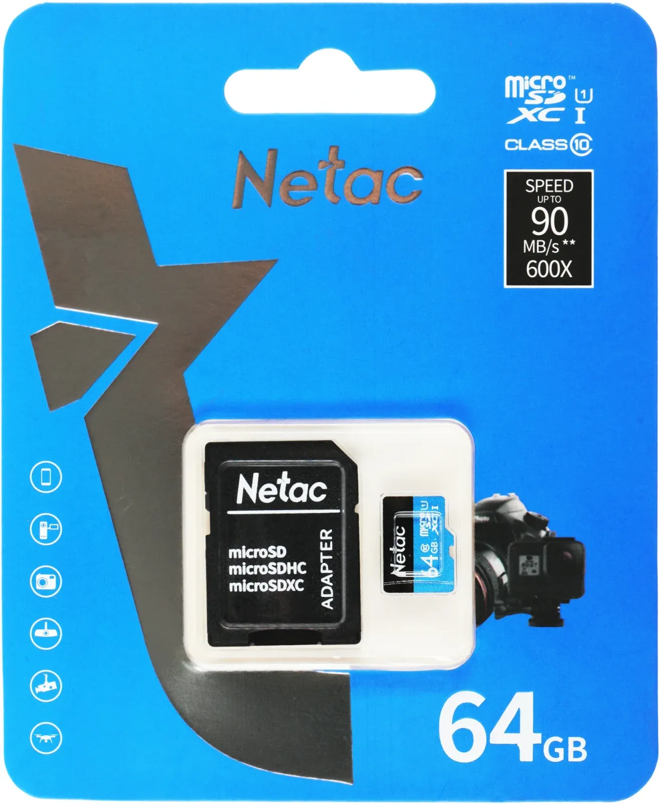 Флеш карта microSDXC 64GB Netac NT02P500STN-064G-R P500 + adapter - фото 2