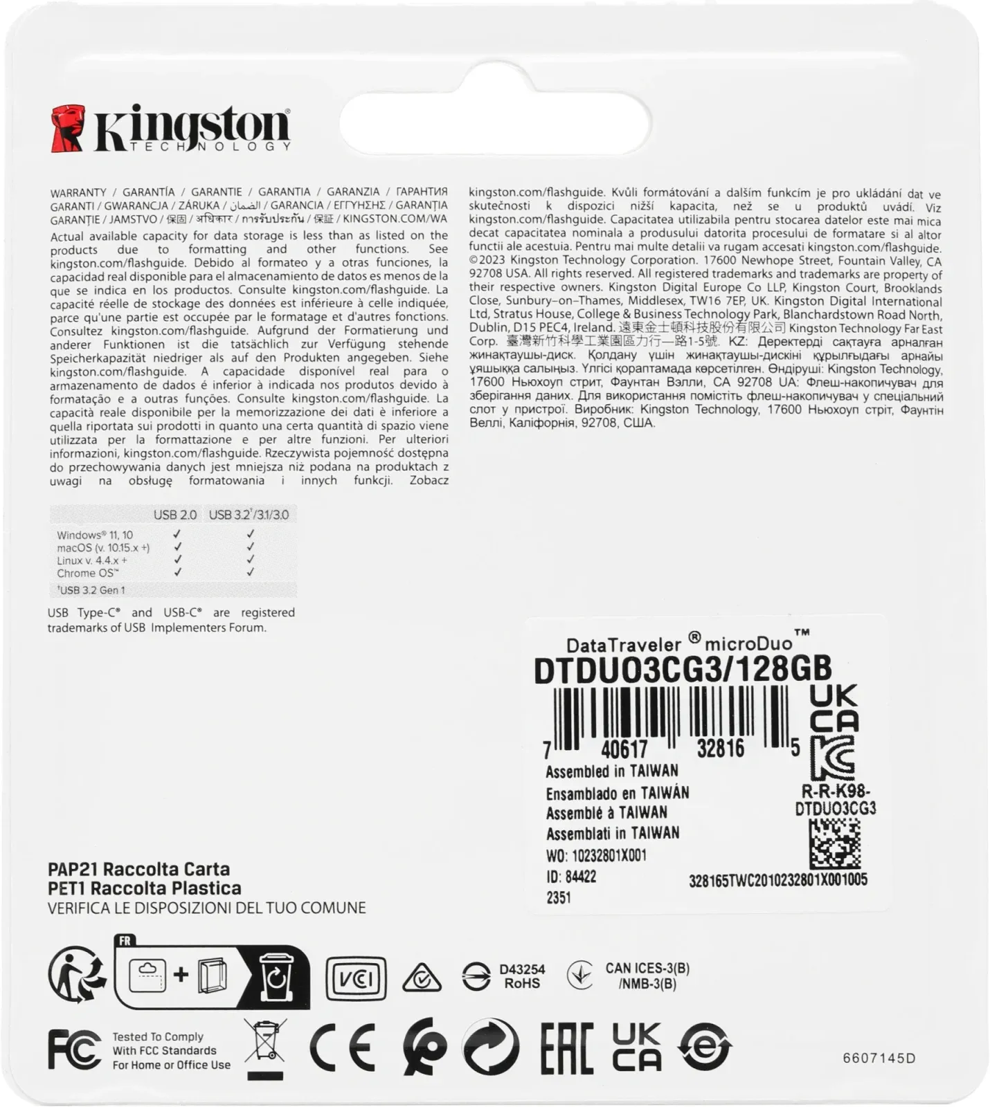 Флеш Диск Kingston 128Gb DataTraveler microDuo 3C DTDUO3CG3/128GB USB3.0 фиолетовый, 128 ГБ - фото 4