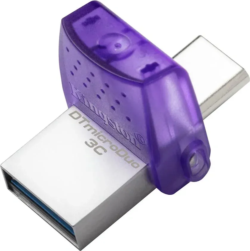 Флеш Диск Kingston 128Gb DataTraveler microDuo 3C DTDUO3CG3/128GB USB3.0 фиолетовый, 128 ГБ - фото 5