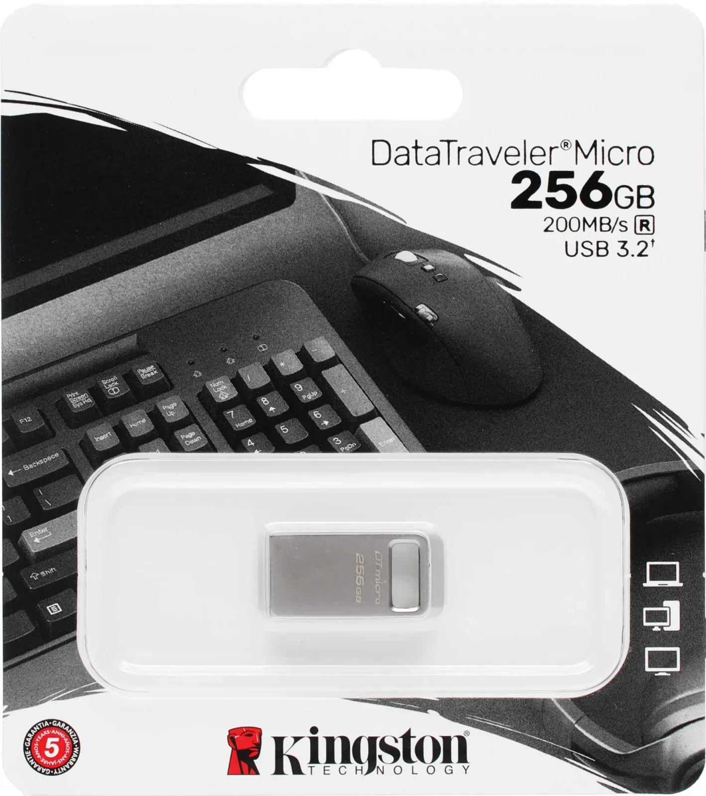 Флеш Диск Kingston 256Gb DataTraveler Micro DTMC3G2/256GB USB3.0 серебристый, 256 ГБ - фото 3