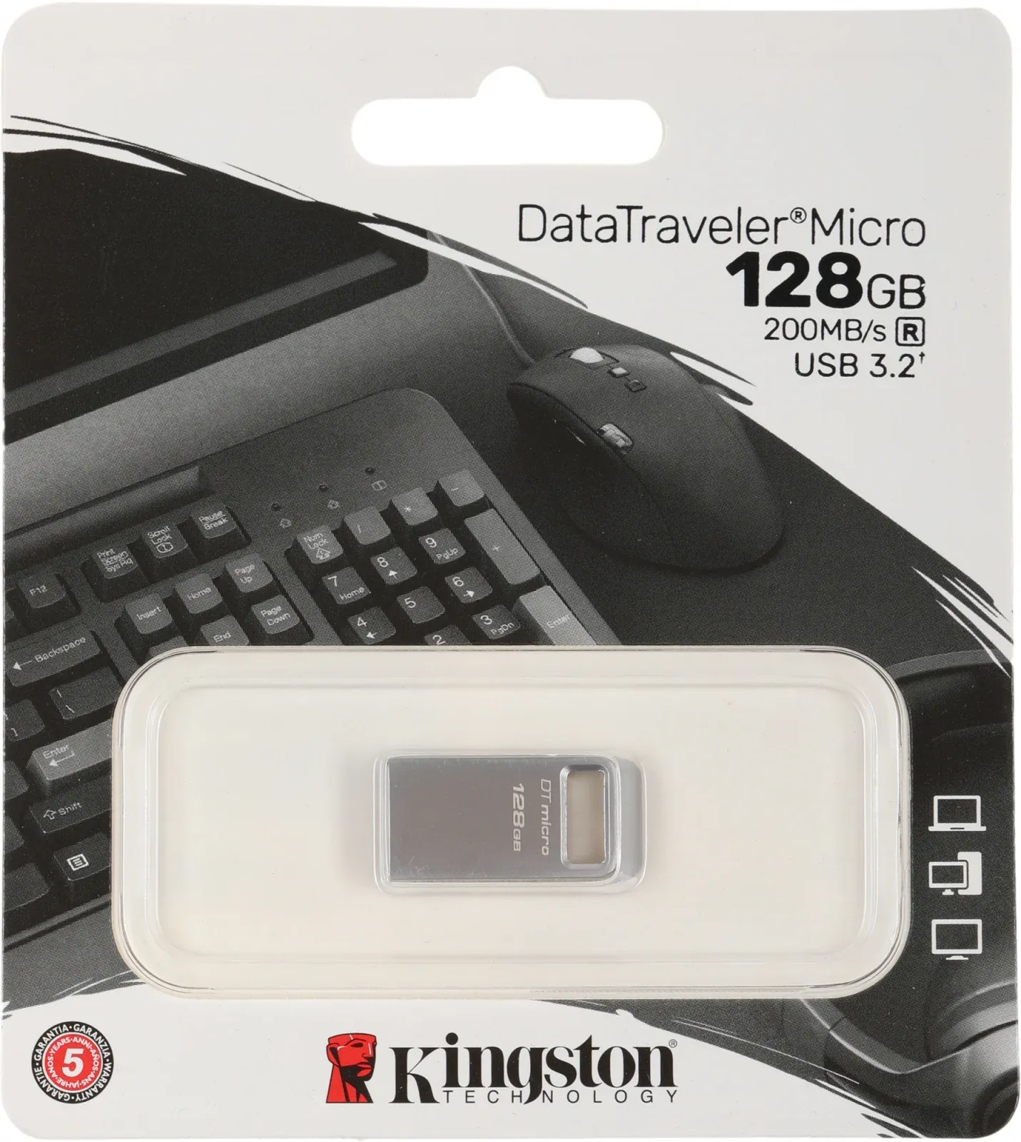 Флеш Диск Kingston 128GB DataTraveler Micro DTMC3G2/128GB USB3.2 серебристый, 128 ГБ - фото 3