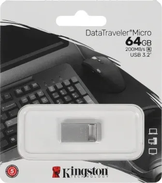 Флеш Диск Kingston 64Gb DataTraveler Micro DTMC3G2/64GB USB3.0 серебристый, 64 ГБ - фото 7