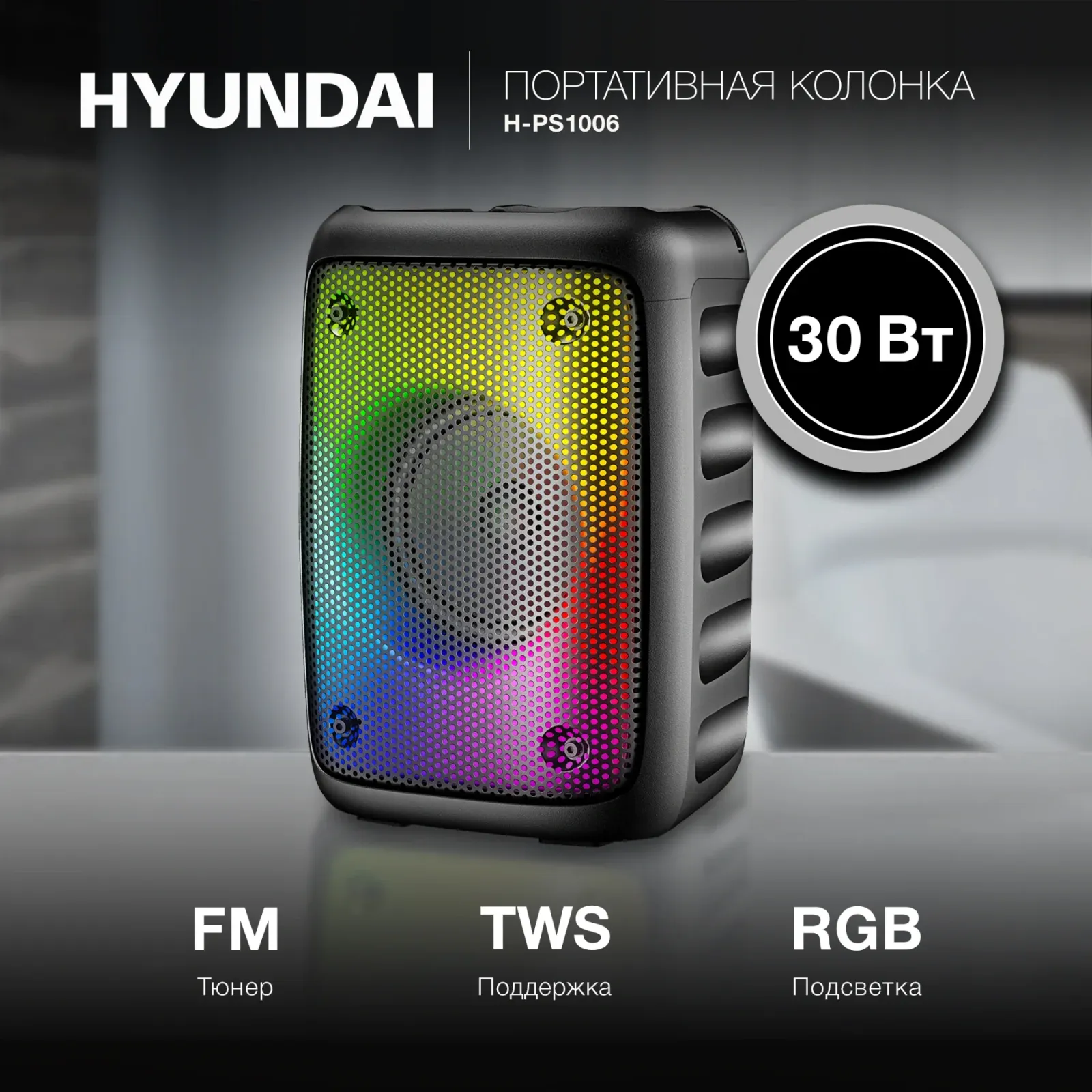 Портативная акустика HYUNDAI H-PS1006 черный - фото 1