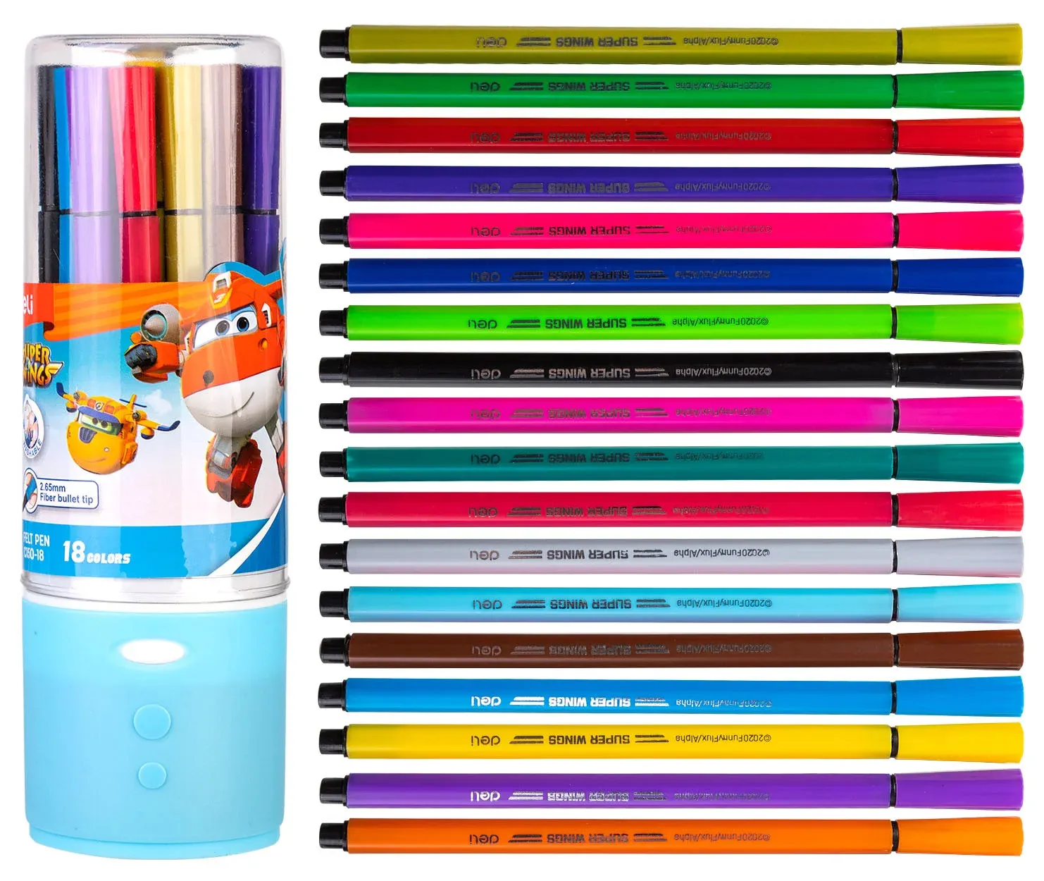 Фломастеры Deli EC150-18 Super Wings 18цв. пластиковая туба - фото 2