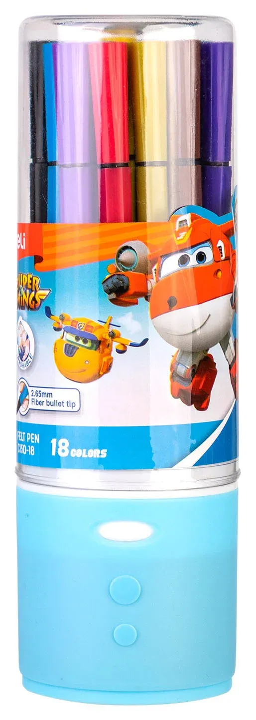 Фломастеры Deli EC150-18 Super Wings 18цв. пластиковая туба - фото 5