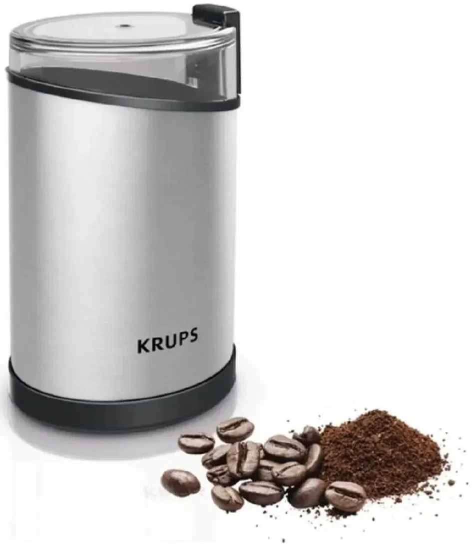Кофемолка Krups GX204D10 200Вт сист.помол.:ротац.нож вместим.:85гр серебристый/черный - фото 3