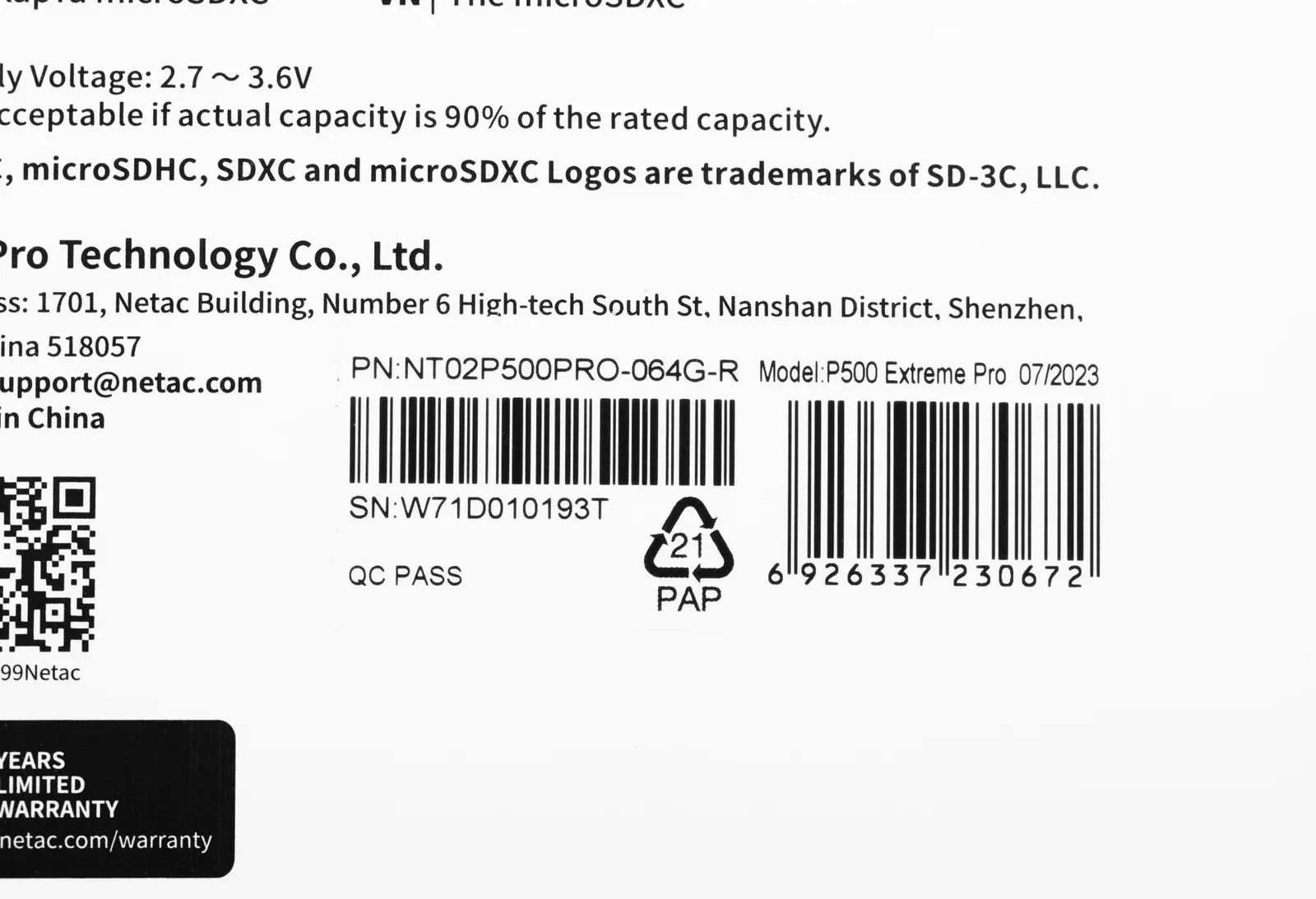 Флеш карта microSDXC 64GB Netac NT02P500PRO-064G-R P500 Extreme Pro + adapter - фото 4
