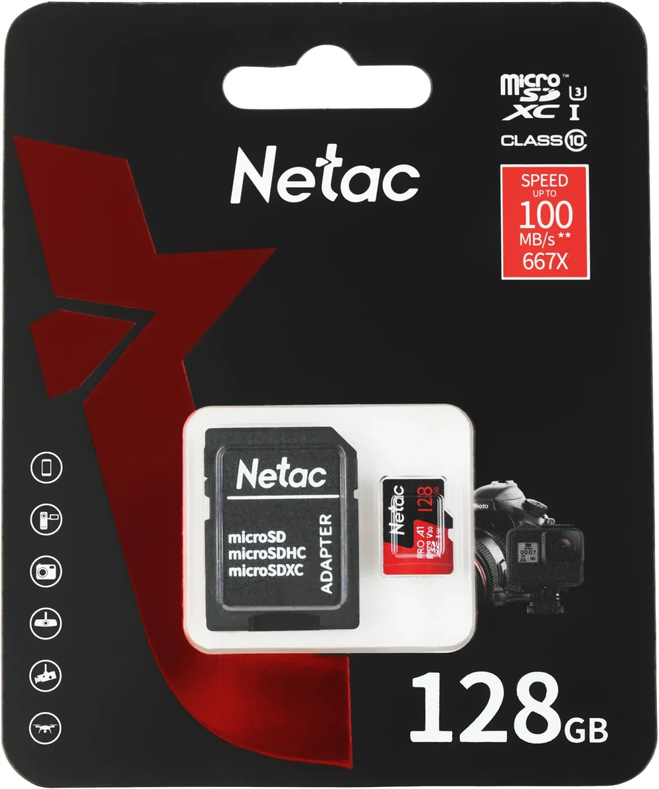 Флеш карта microSDXC 128GB Netac NT02P500PRO-128G-R P500 Extreme Pro + adapter - фото 2