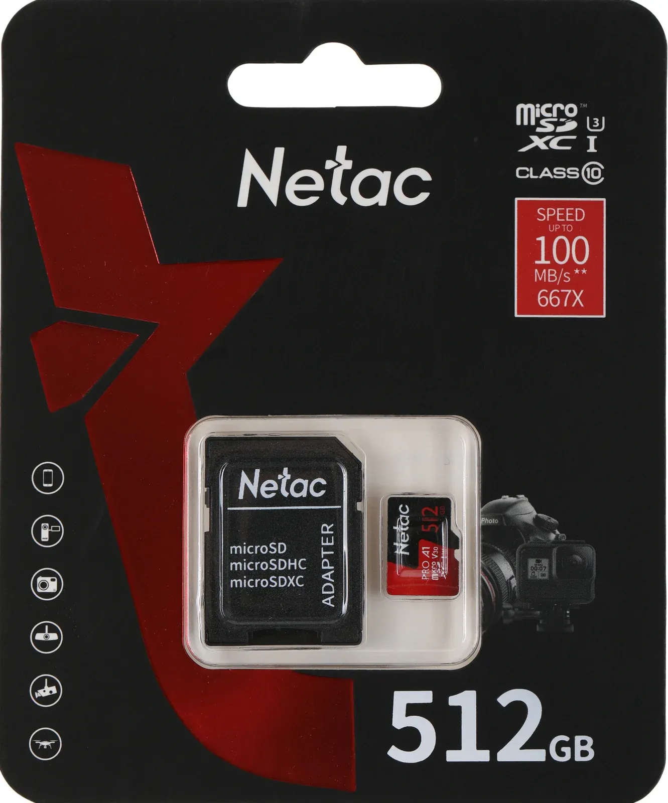 Флеш карта microSDXC 512GB Netac NT02P500PRO-512G-R P500 Extreme Pro + adapter - фото 2