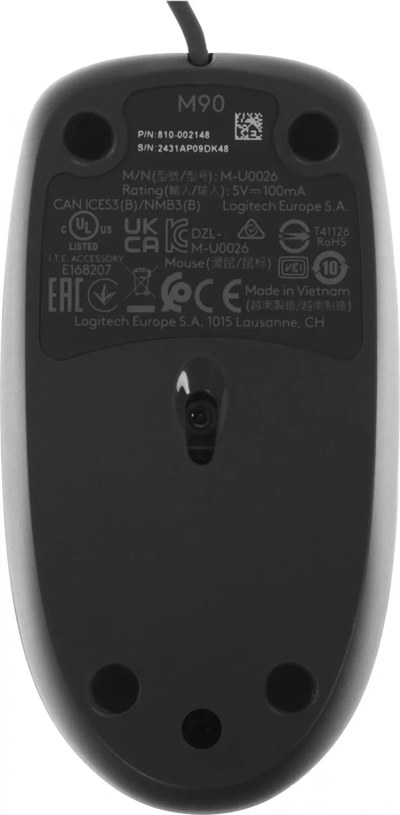 Мышь Logitech M90 черный оптическая 1000dpi USB 2but 910-001795 - фото 2
