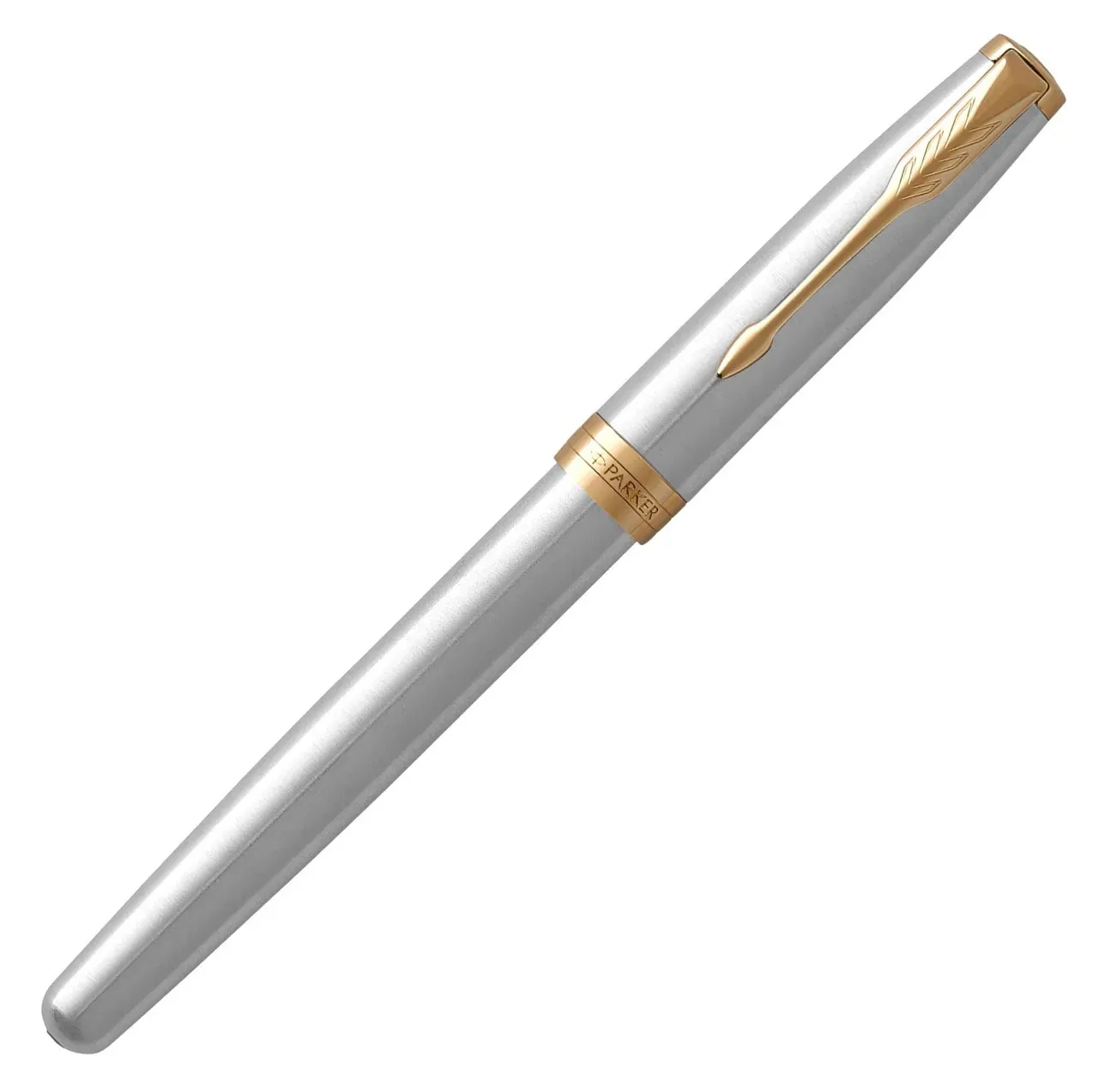 Ручка перьев. Parker Sonnet Core F527 1931504 Stainless Steel GT F сталь нержавеющая подар.кор. - фото 1