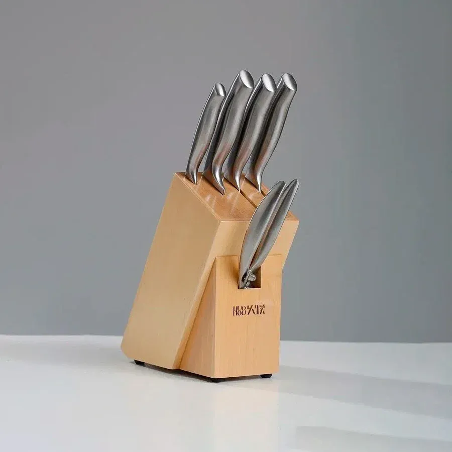 Набор ножей кухон. HuoHou HU0014 HU0014 SILVER RUS компл.:4предм. подставка/ножницы серебристый/коричневый - фото 2