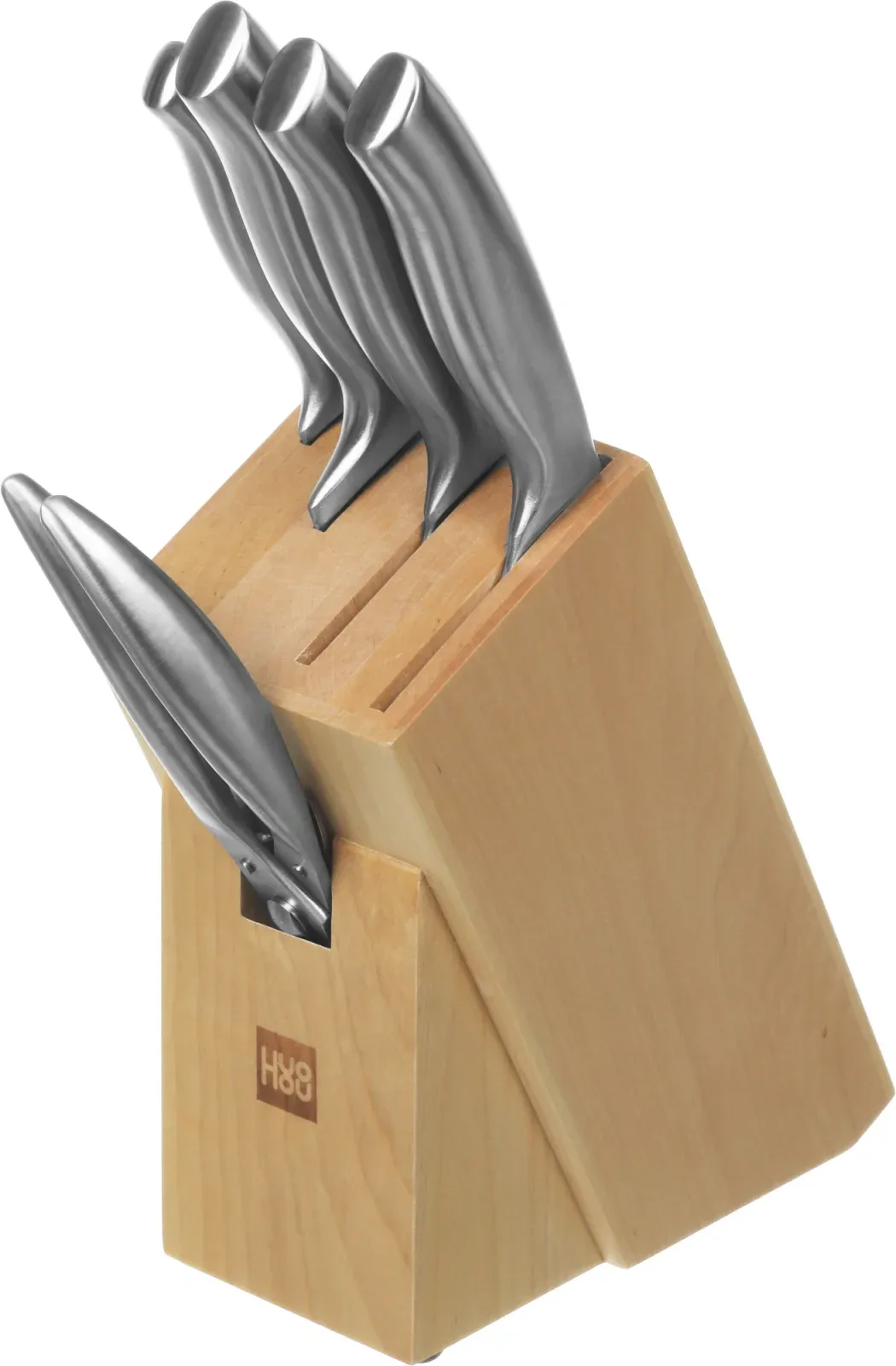 Набор ножей кухон. HuoHou HU0014 HU0014 SILVER RUS компл.:4предм. подставка/ножницы серебристый/коричневый - фото 3