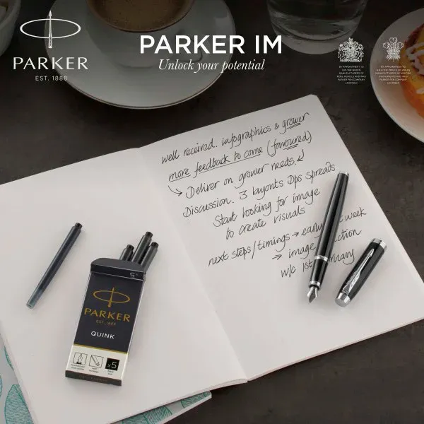 Набор ручек Parker IM Core FK221 2093215 Black CT сталь нержавеющая подар.кор. ручка перьевая ручка шариковая - фото 5
