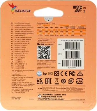 Флеш карта microSDXC 128GB A-Data AUSDX128GUICL10A1-RA1 Premier + adapter - фото 8