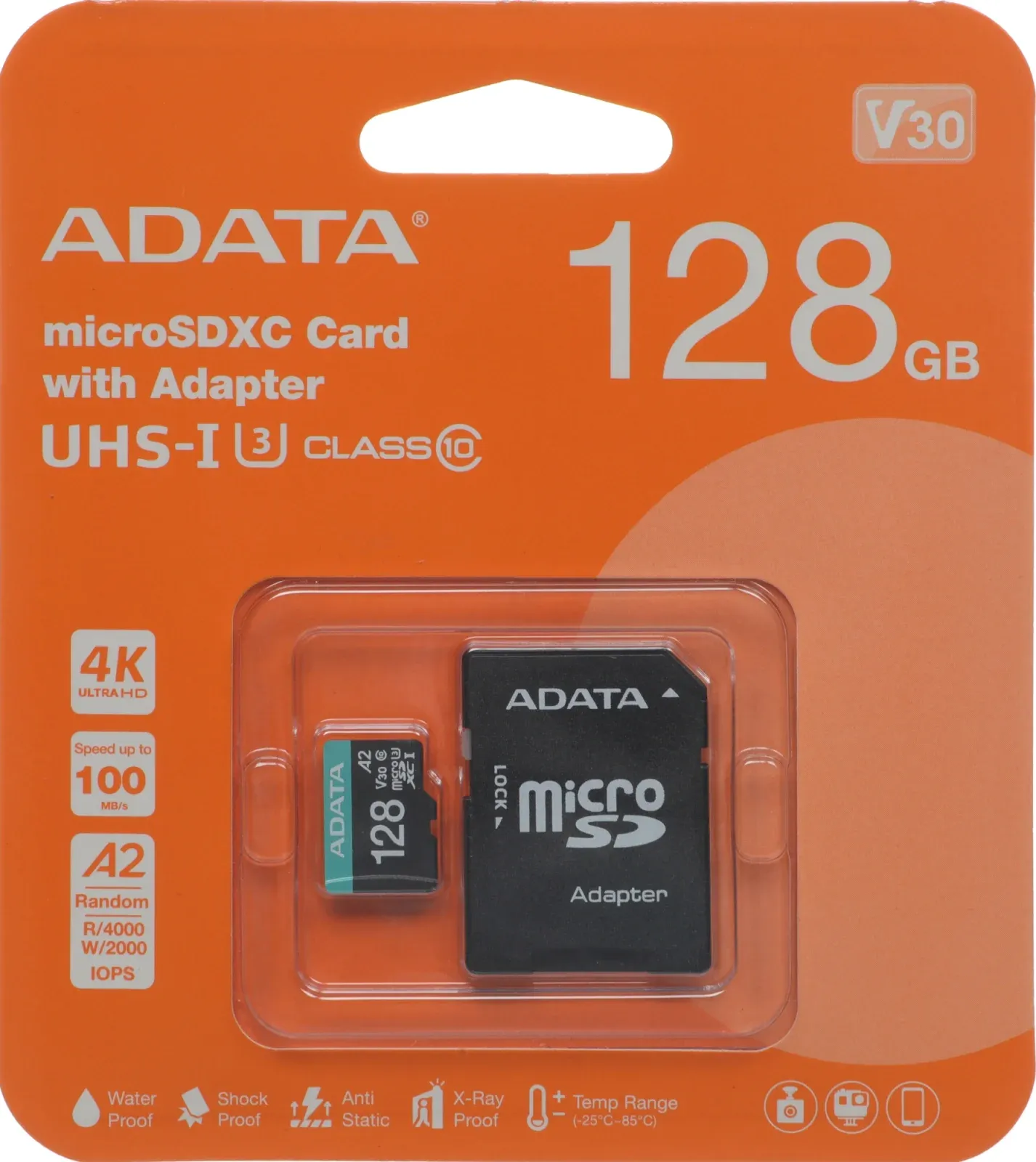Флеш карта microSDXC 128GB A-Data AUSDX128GUI3V30SA2-RA1 Premier Pro + adapter - фото 3