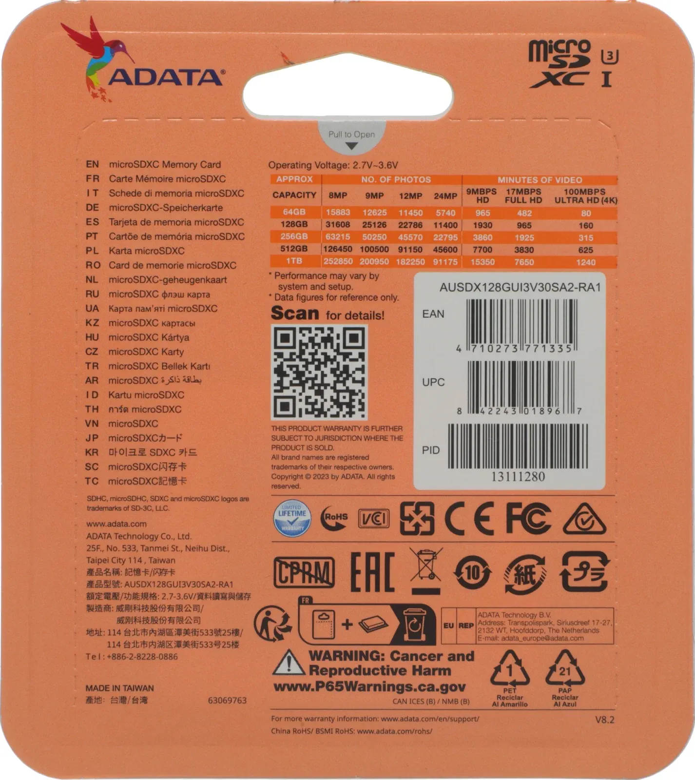 Флеш карта microSDXC 128GB A-Data AUSDX128GUI3V30SA2-RA1 Premier Pro + adapter - фото 4