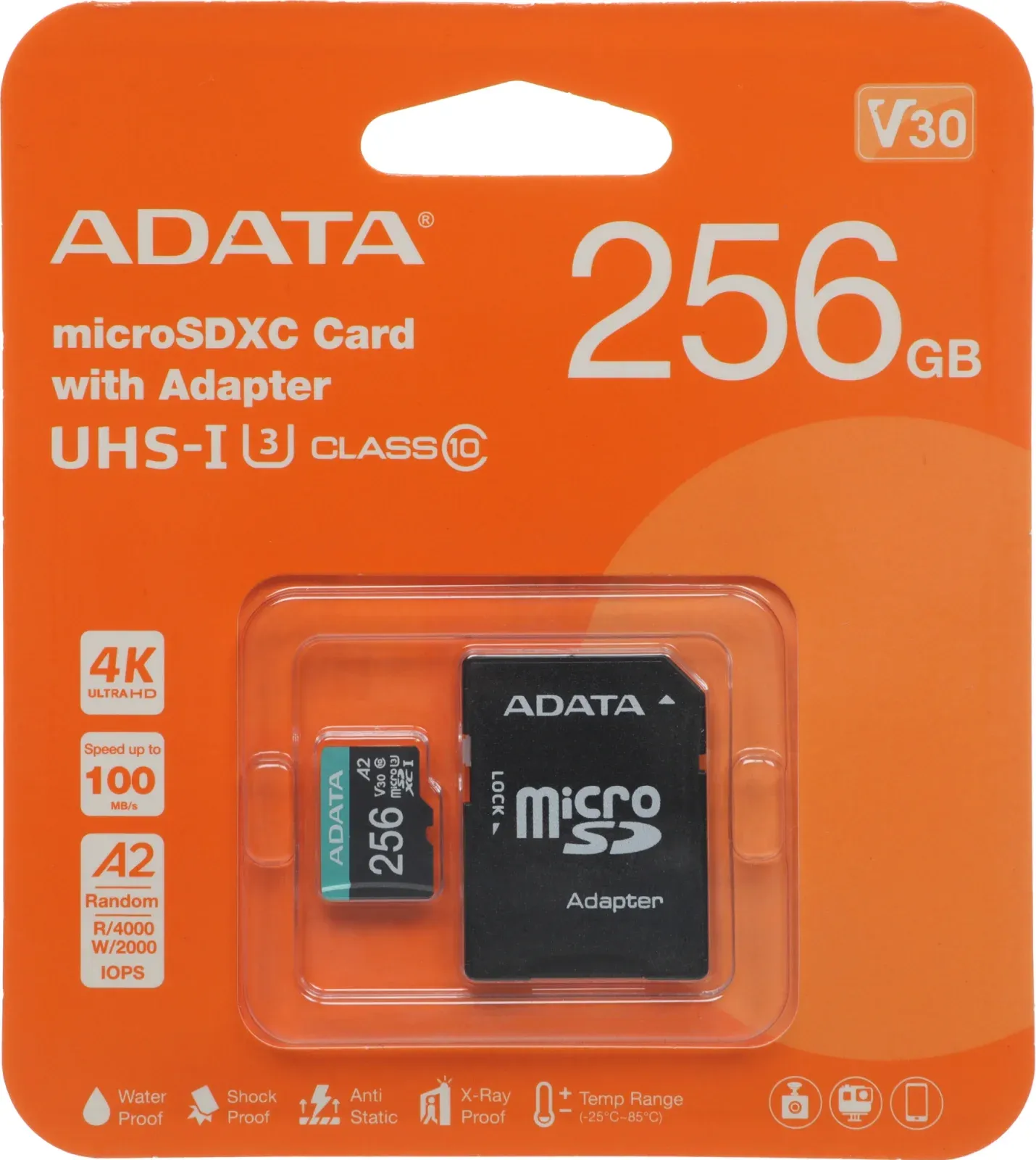 Флеш карта microSDXC 256GB A-Data AUSDX256GUI3V30SA2-RA1 Premier Pro + adapter - фото 4