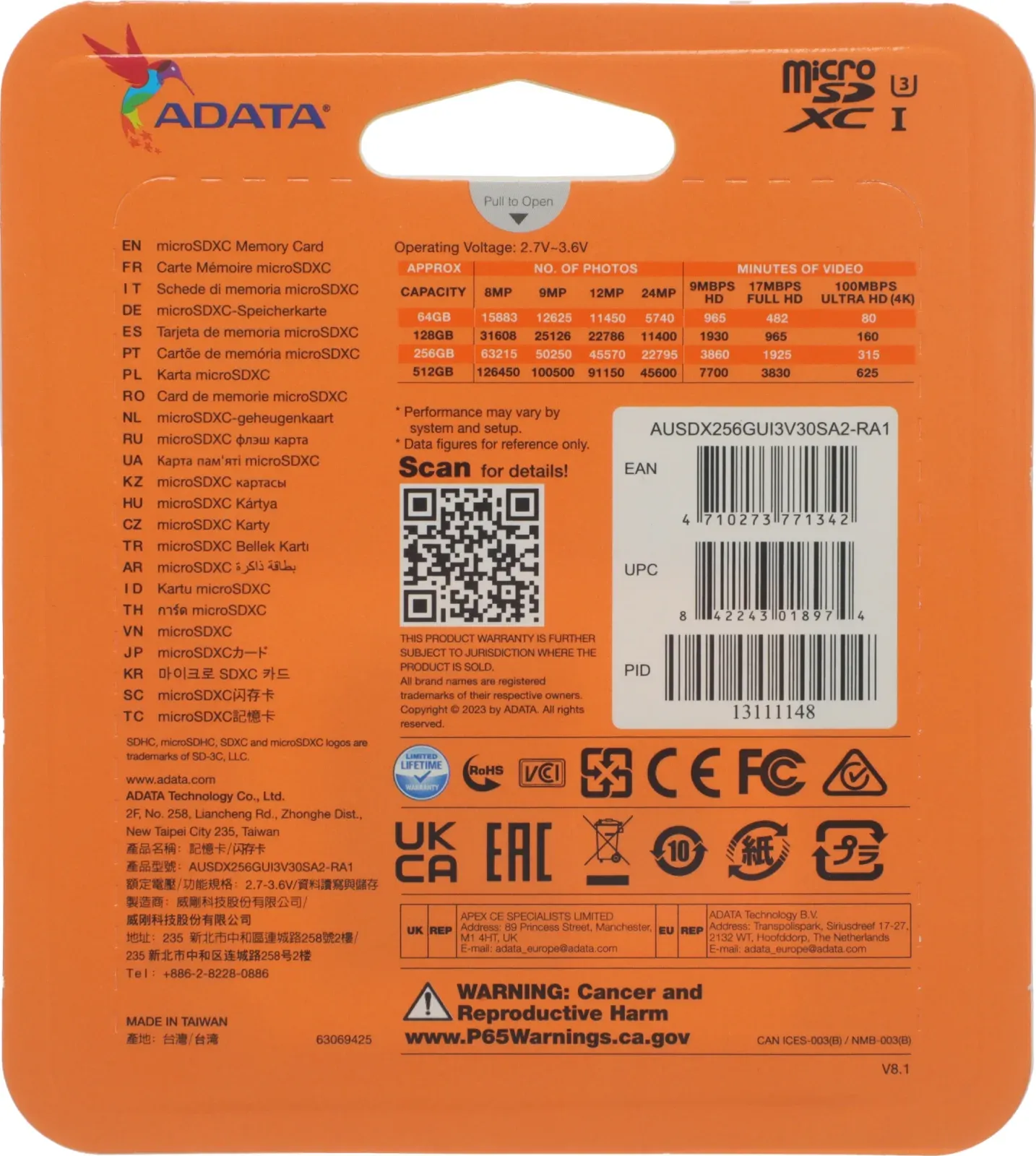 Флеш карта microSDXC 256GB A-Data AUSDX256GUI3V30SA2-RA1 Premier Pro + adapter - фото 5