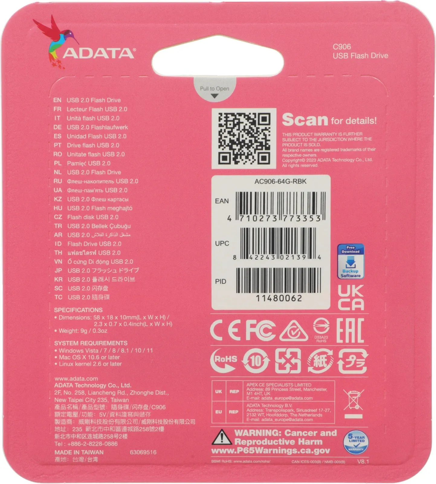 Флеш Диск A-Data 64Gb Classic C906 AC906-64G-RBK USB2.0 черный, 64 ГБ - фото 8