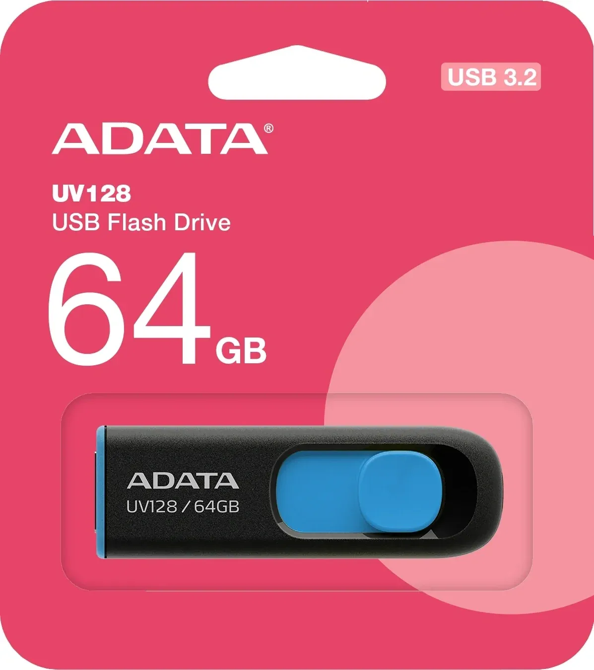 Флеш Диск A-Data 64Gb DashDrive UV128 AUV128-64G-RBE USB3.0 черный/синий, 64 ГБ - фото 2