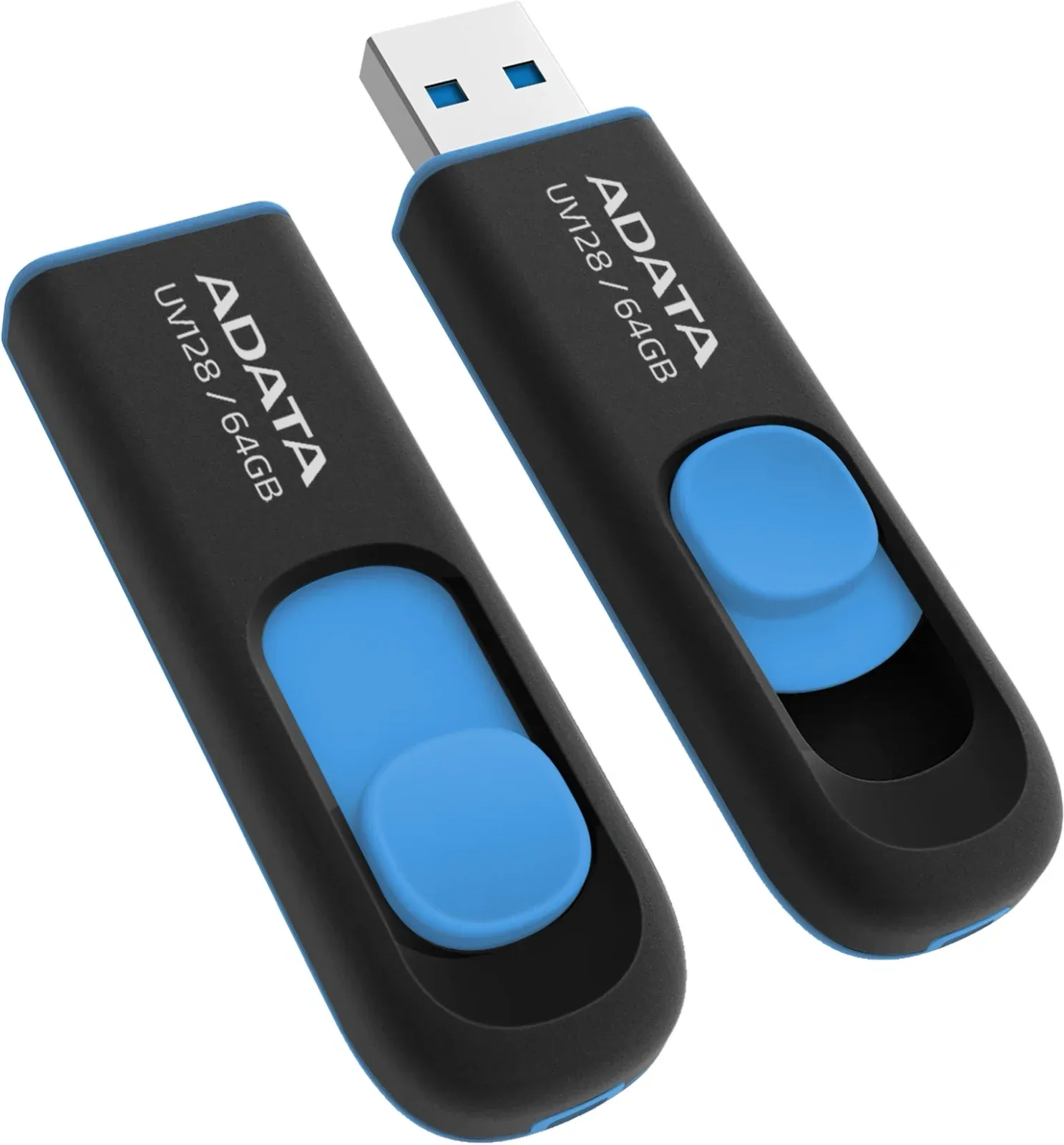 Флеш Диск A-Data 64Gb DashDrive UV128 AUV128-64G-RBE USB3.0 черный/синий, 64 ГБ - фото 3