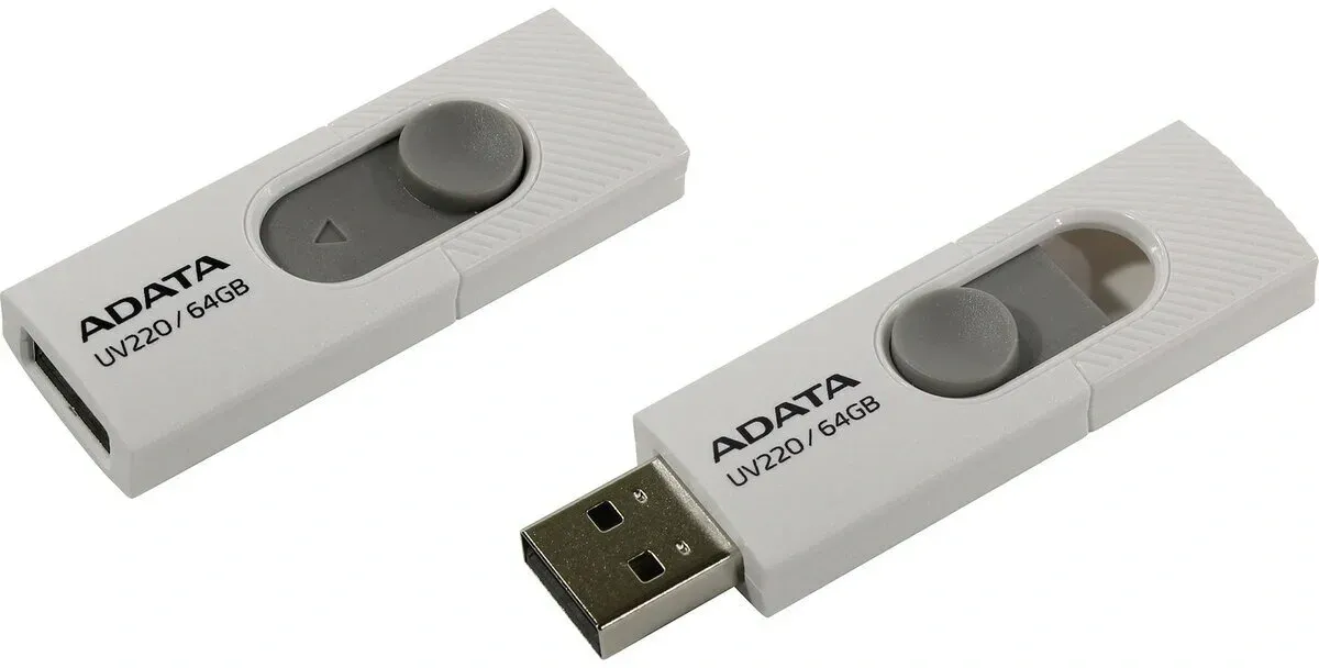 Флеш Диск A-Data 64Gb UV220 AUV220-64G-RWHGY USB2.0 белый/серый, 64 ГБ - фото 4