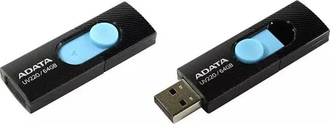 Флеш Диск A-Data 64Gb UV220 AUV220-64G-RBKBL USB2.0 черный/синий, 64 ГБ - фото 3