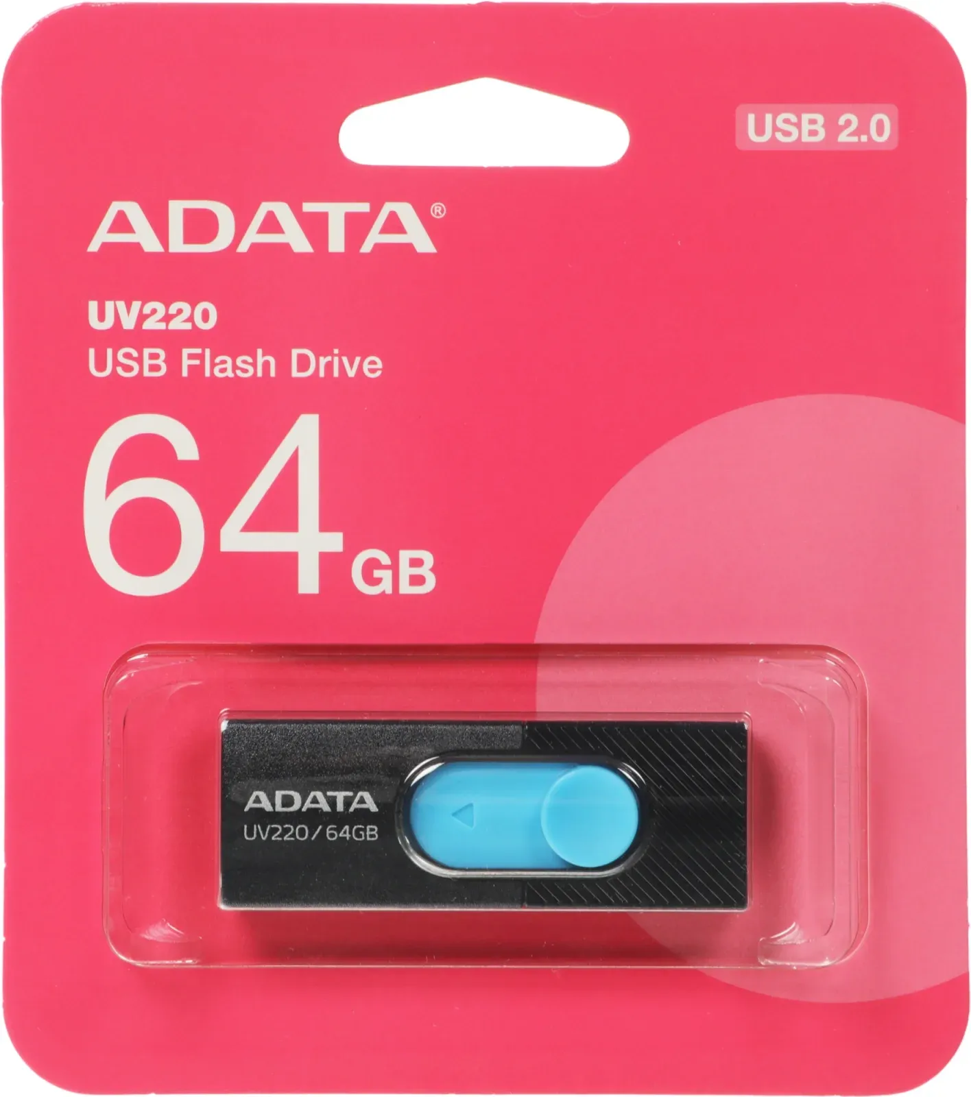 Флеш Диск A-Data 64Gb UV220 AUV220-64G-RBKBL USB2.0 черный/синий, 64 ГБ - фото 4