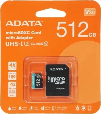 Флеш карта microSDXC 512GB A-Data AUSDX512GUI3V30SA2-RA1 Premier Pro + adapter - фото 8