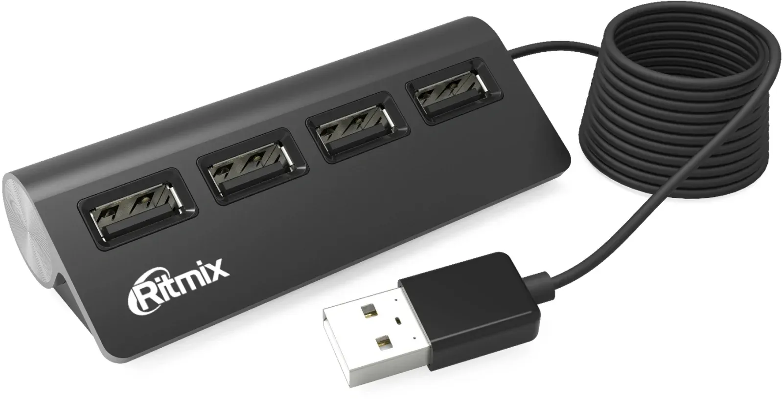 Разветвитель USB 2.0 Ritmix CR-2400 4порт. черный - фото 2