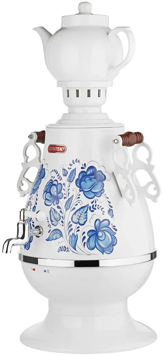 Самовар электрический Centek CT-0091 4л. 2100Вт белый/синий корпус: пластик CT-0091 A - фото 2
