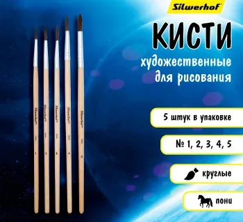 Набор кистей Silwerhof Монстрики наб.5шт пон.круг.№1-5 дерев.лакир.ручка - фото 6
