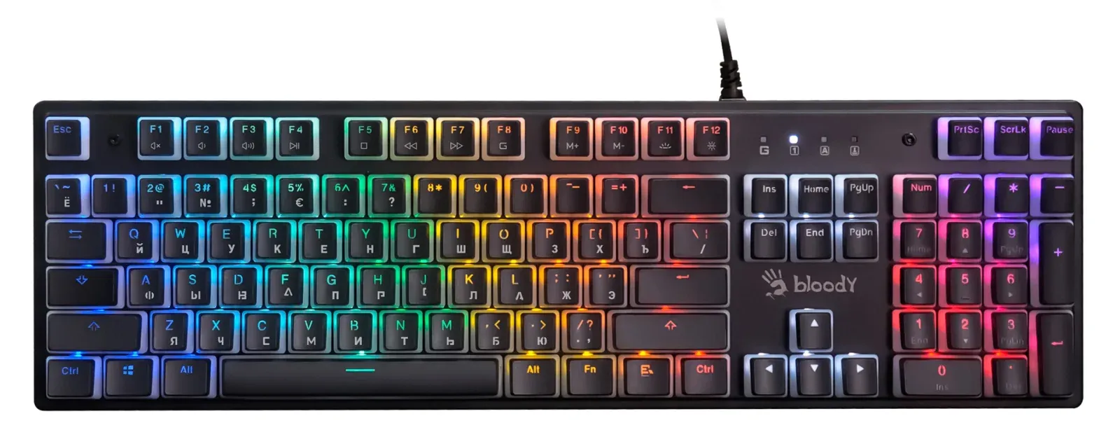 Клавиатура A4Tech S510NP механическая черный USB for gamer LED S510NP PUDDING BLACK кабель 1.8м - фото 3