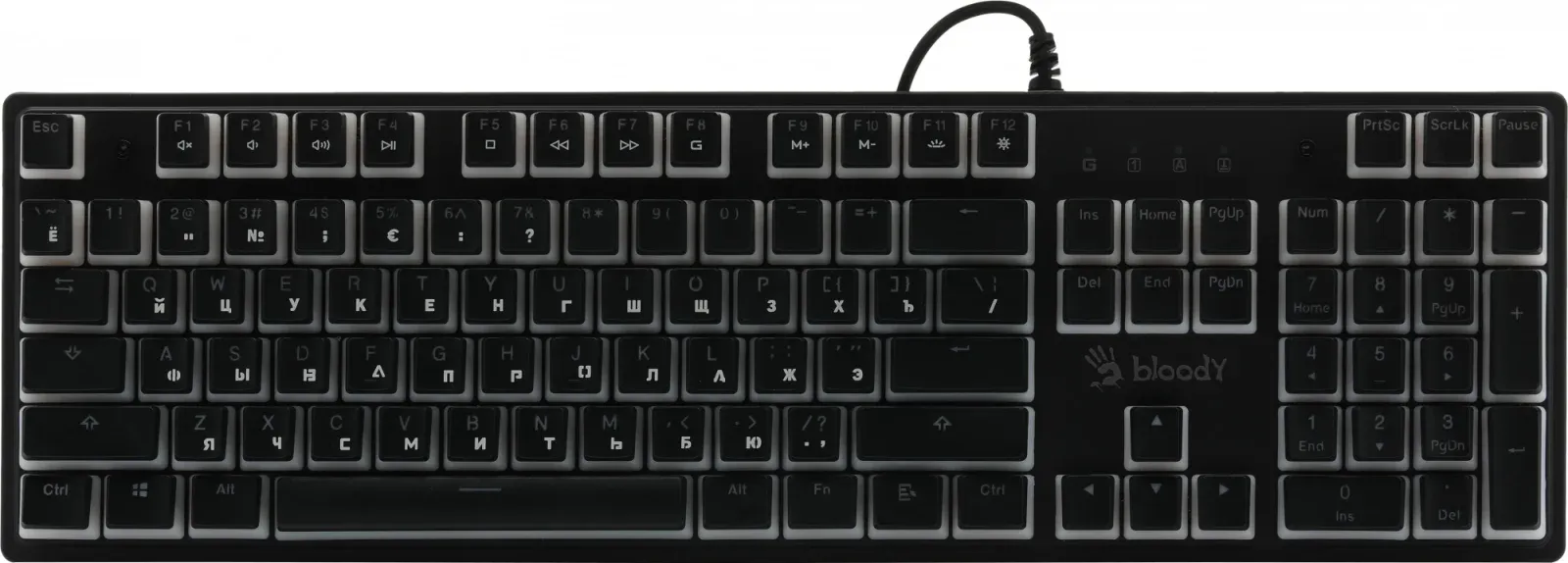 Клавиатура A4Tech S510NP механическая черный USB for gamer LED S510NP PUDDING BLACK кабель 1.8м - фото 5