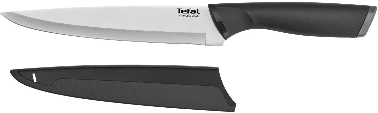 Нож кухонный Tefal K2213704 2100121731 стальной универсальный лезв.200мм прямая заточка серебристый/черный пласт.коробка - фото 2