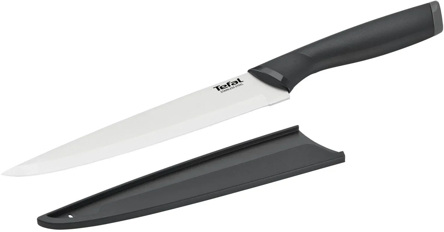 Нож кухонный Tefal K2213704 2100121731 стальной универсальный лезв.200мм прямая заточка серебристый/черный пласт.коробка - фото 3