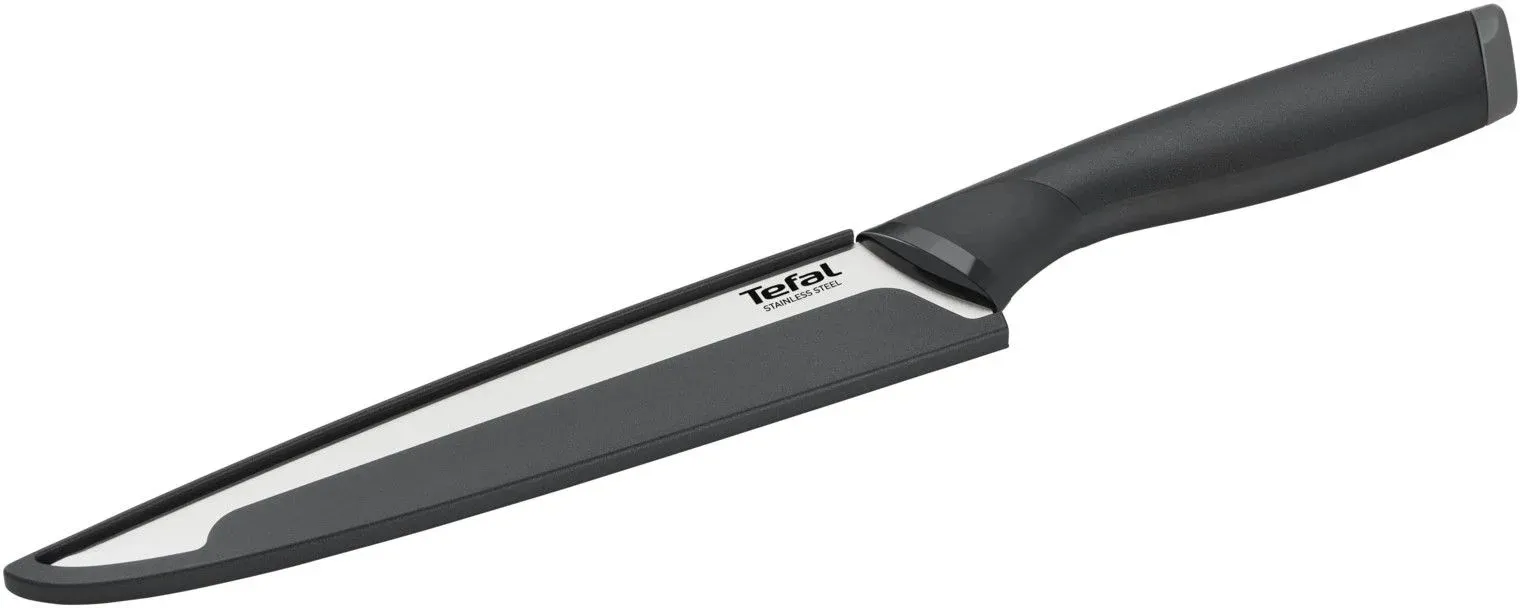 Нож кухонный Tefal K2213704 2100121731 стальной универсальный лезв.200мм прямая заточка серебристый/черный пласт.коробка - фото 5